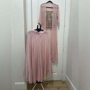 Chiffon Jacket Style Plazzo And Top Indian Party Wear